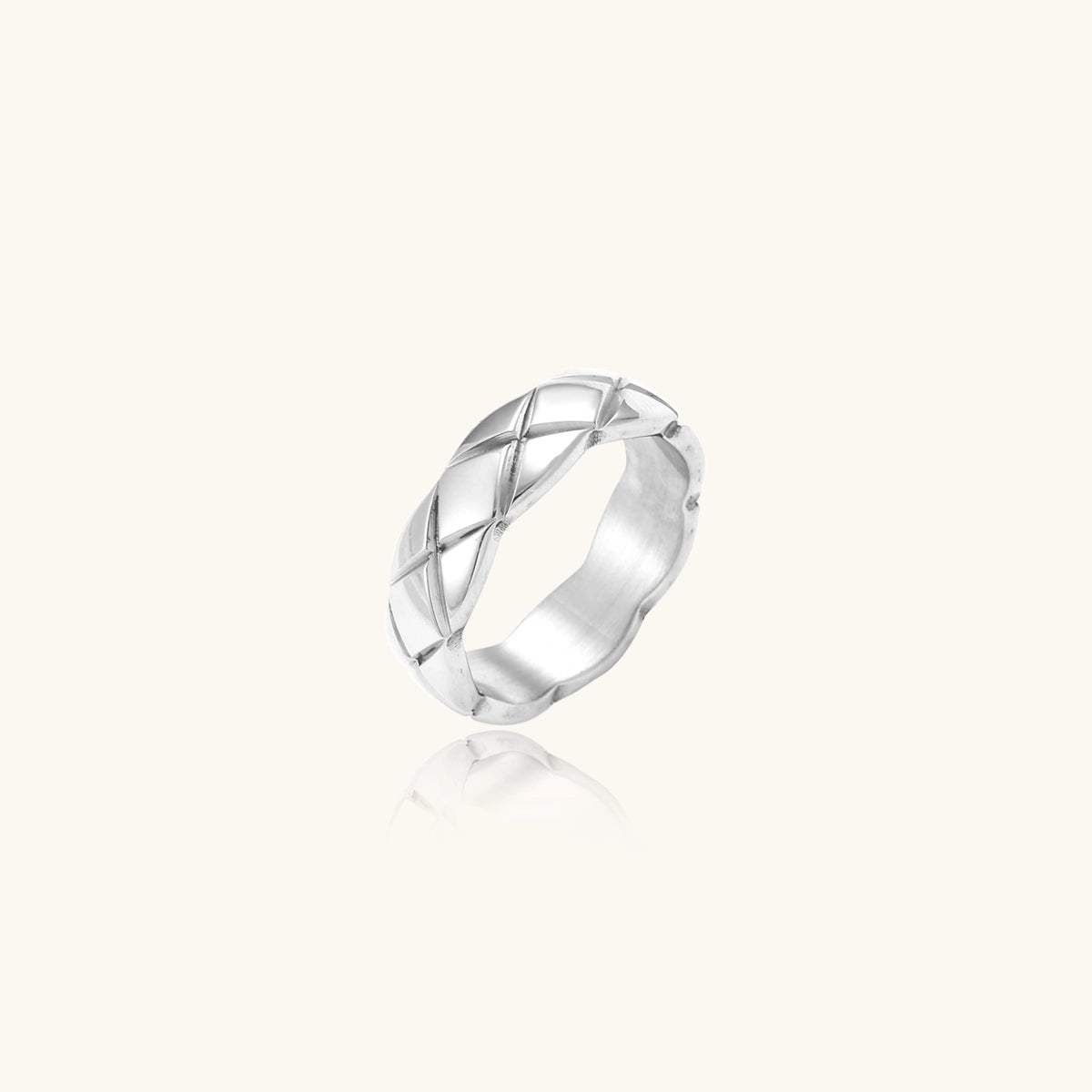 Quilted Steel Ring by Diar Collections