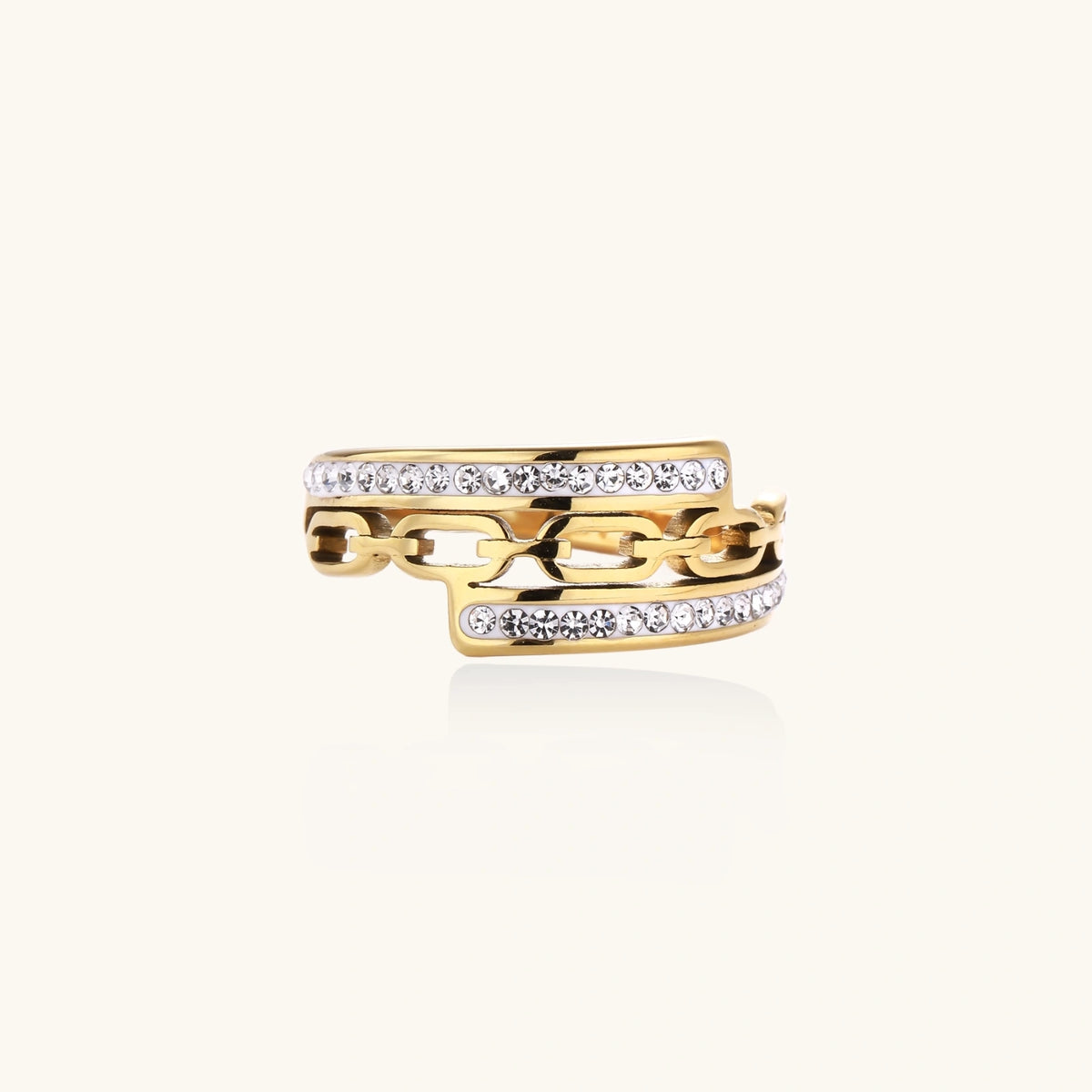 Chain Link Crystal Ring by Diar Collections