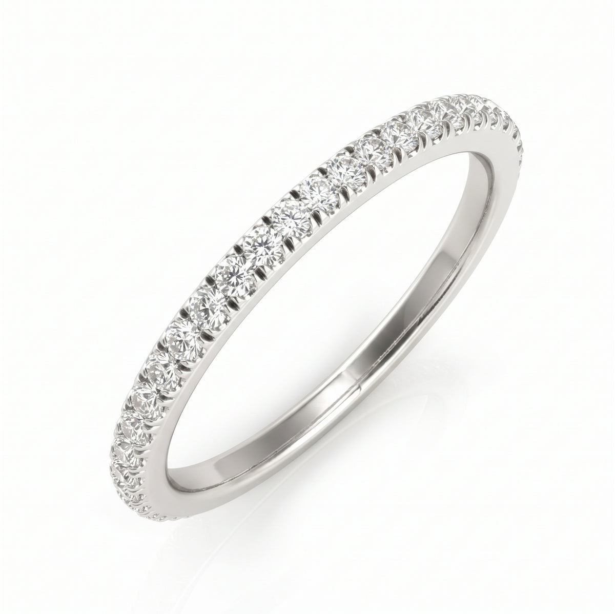 Aurelia Ring - 14k White Gold Classic Pave Set Diamond Wedding Band (1/8 cttw)
