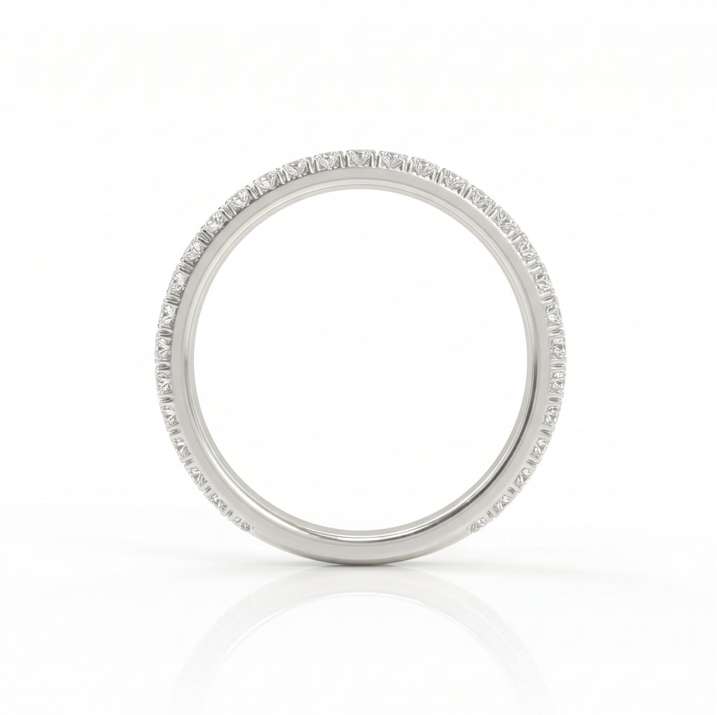 Aurelia Ring - 14k White Gold Classic Pave Set Diamond Wedding Band (1/8 cttw)