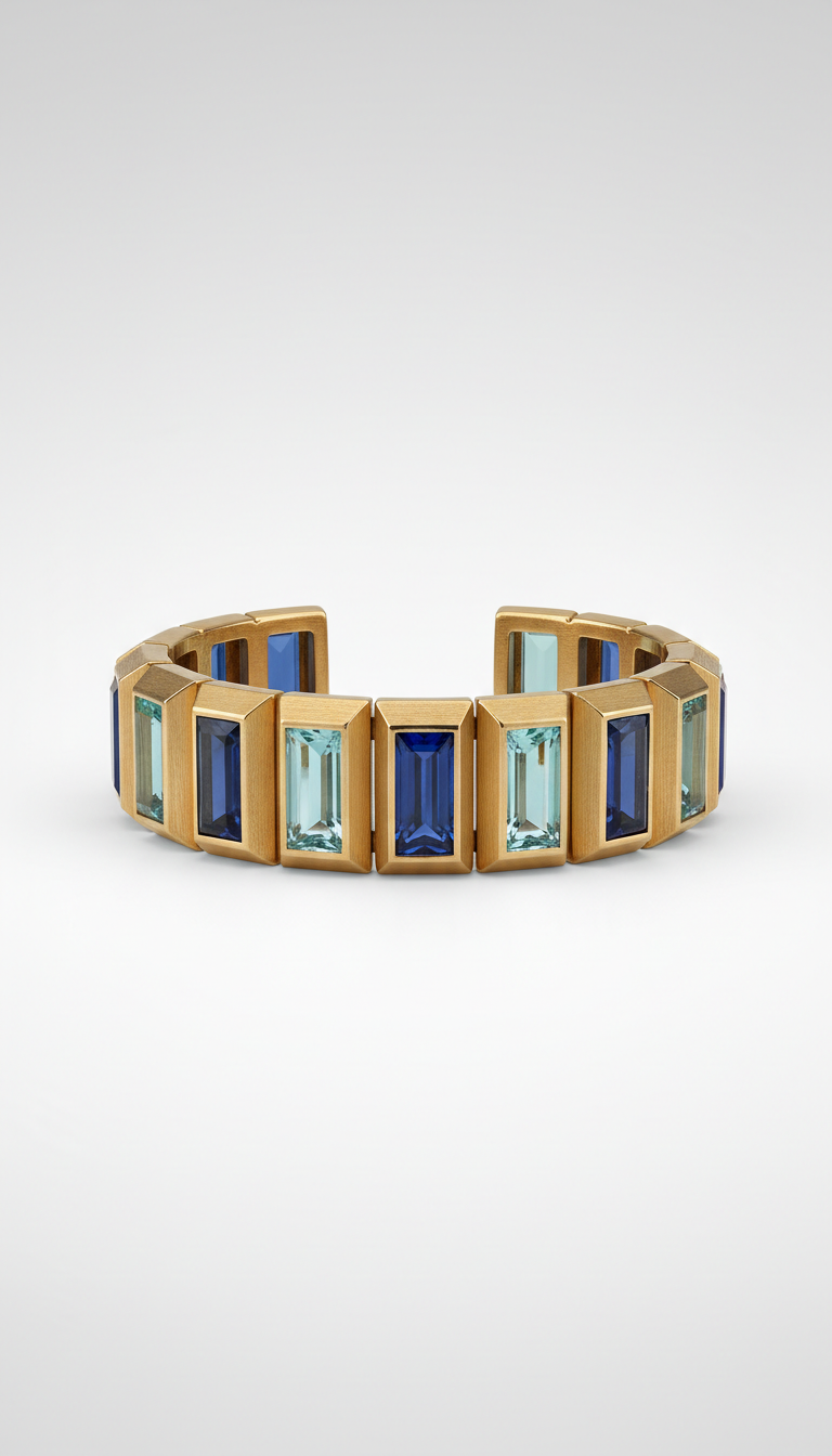 18k gold architectural cuff bracelet