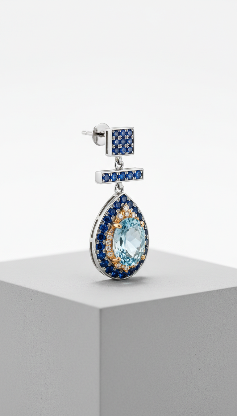 Platinum sapphire drop earrings
